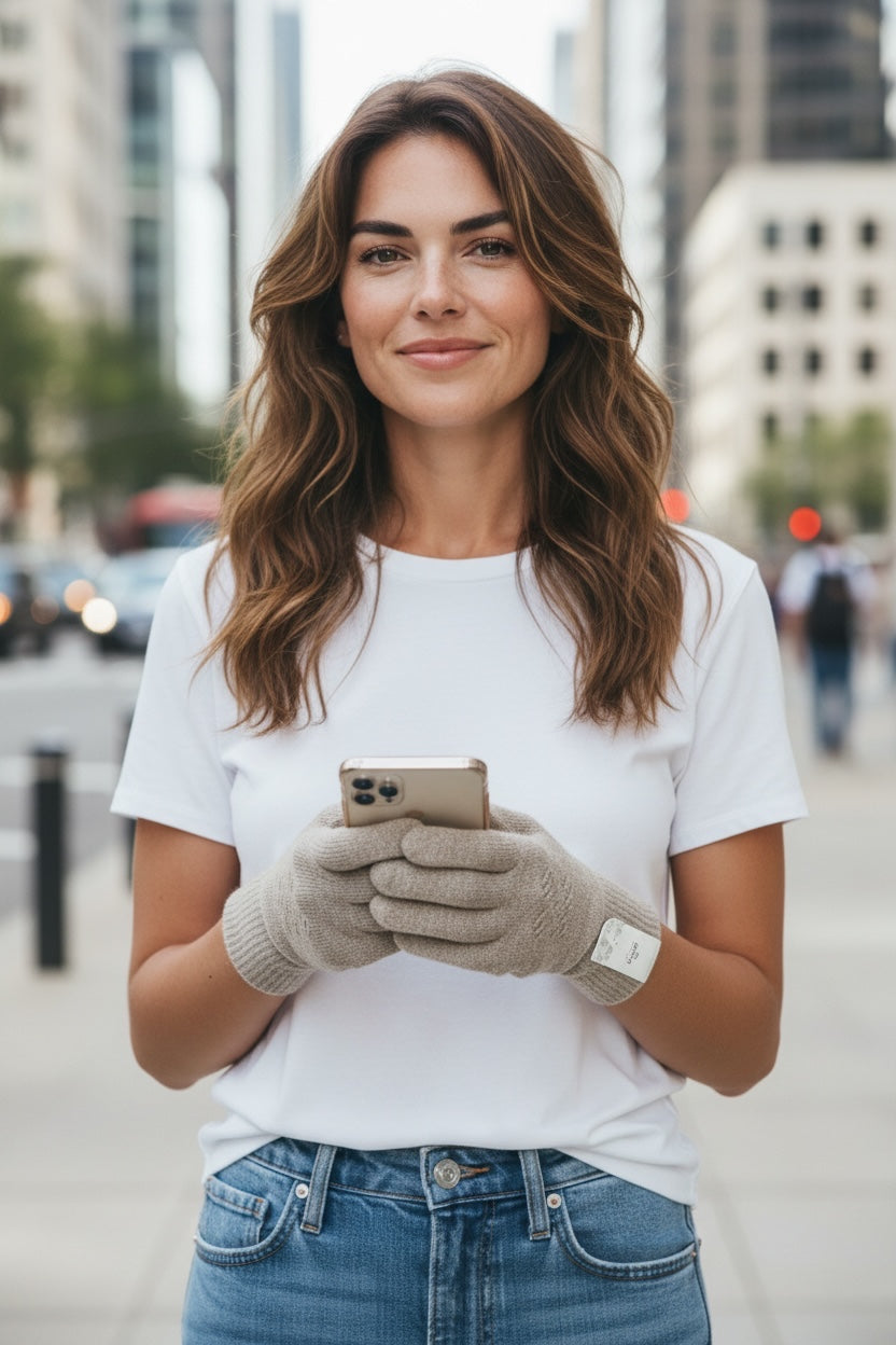 Cashmere gloves in beige