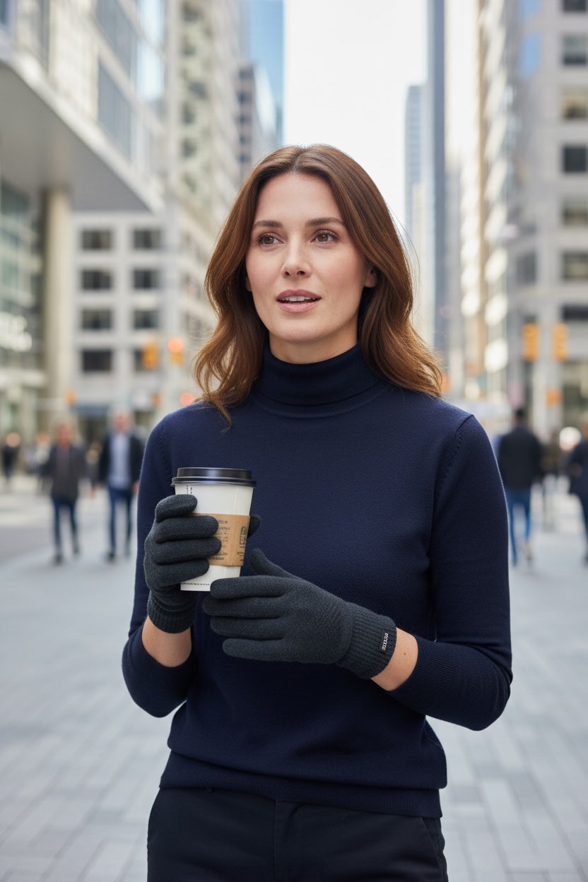 Cashmere gloves in charcoal