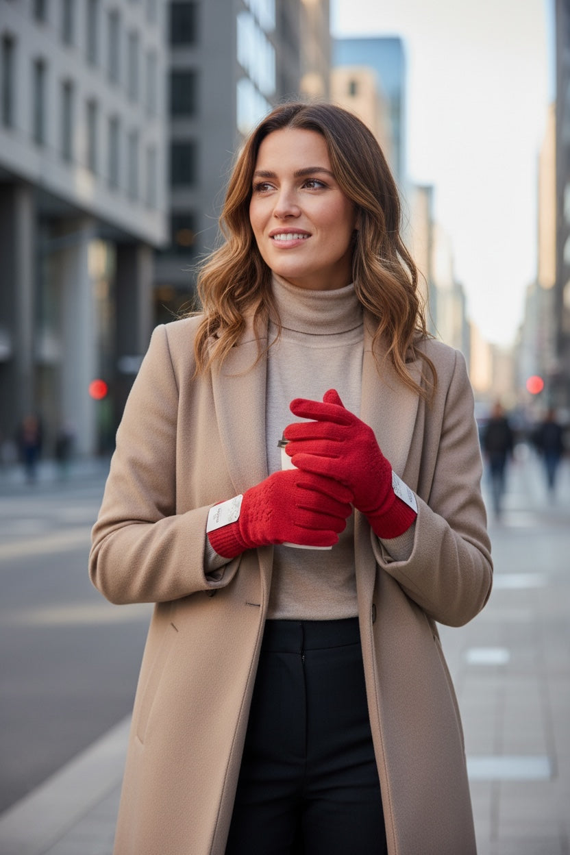 Cashmere gloves in red