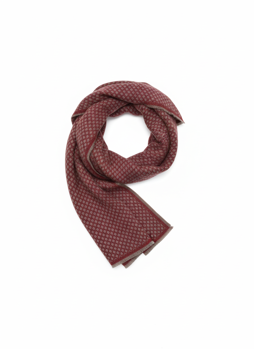 THE PATTERNED CASHMERE BLANKET IN BURGUNDY