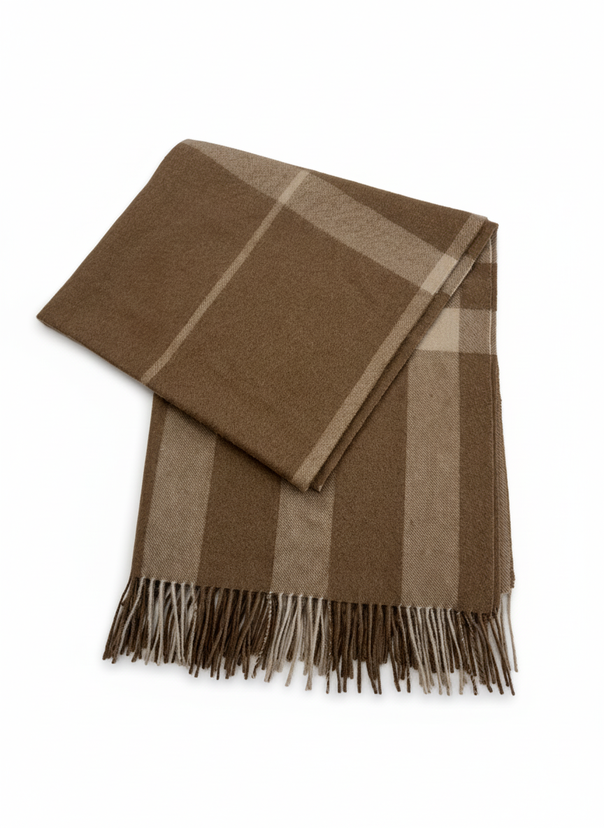 THE WINDOWPANE PLAID CAMEL WOOL THROW