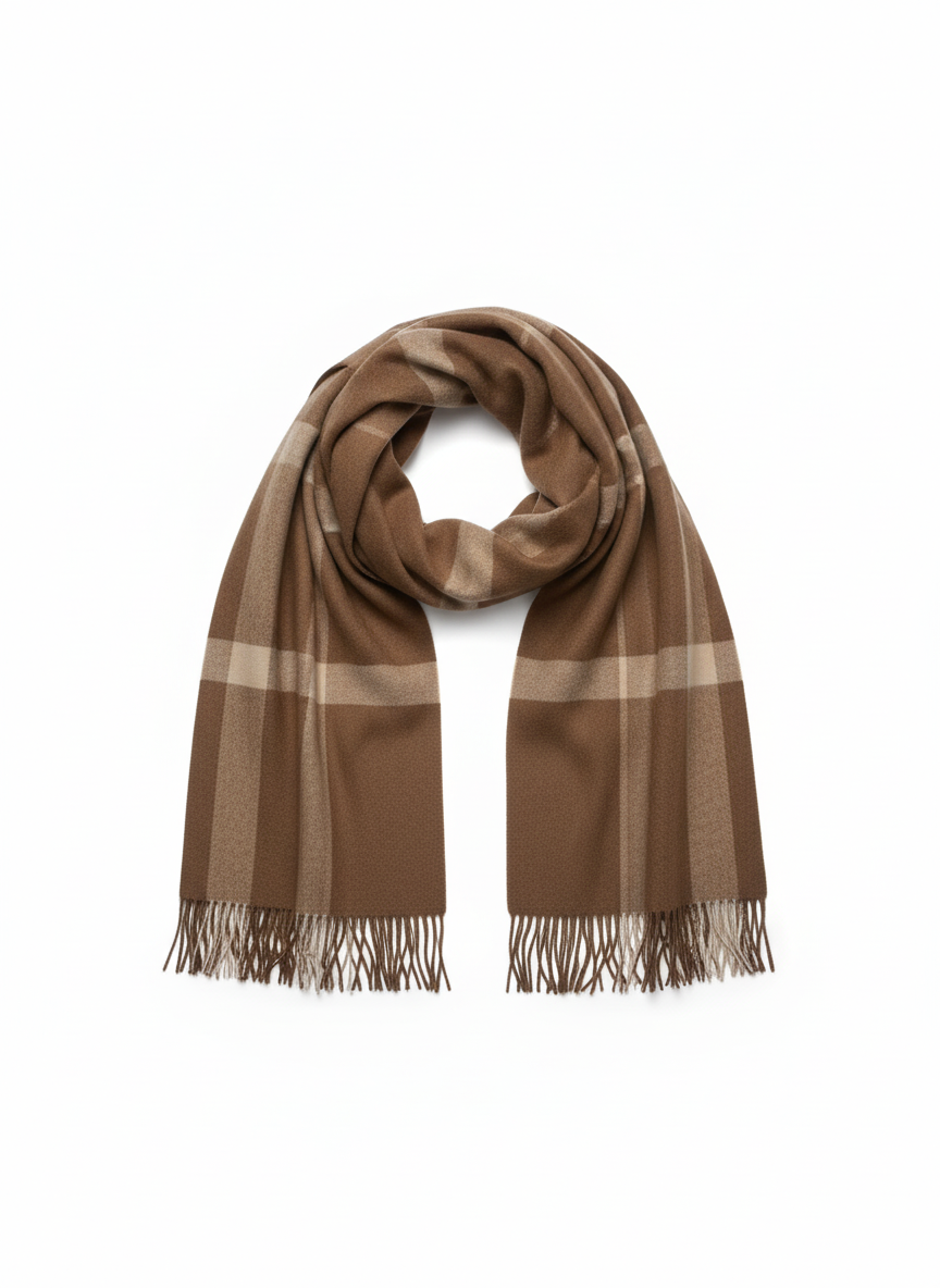 THE WINDOWPANE PLAID CAMEL WOOL THROW