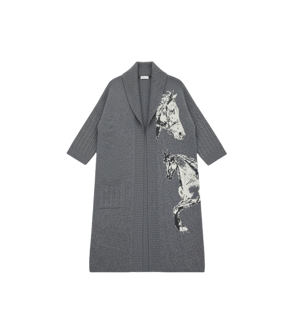 THE HORSE PRINT CASHMERE CARDIGAN