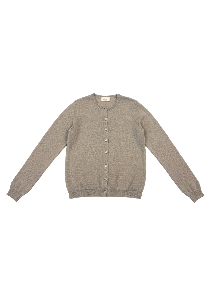 THE CREWNECK CASHMERE CARDIGAN IN BEIGE