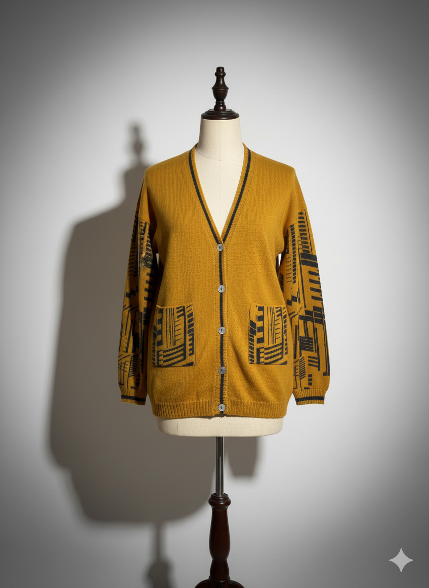 THE GEOMETRIC PRINT CASHMERE CARDIGAN