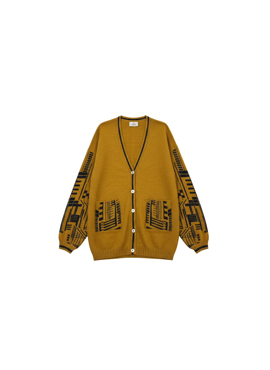 THE GEOMETRIC PRINT CASHMERE CARDIGAN