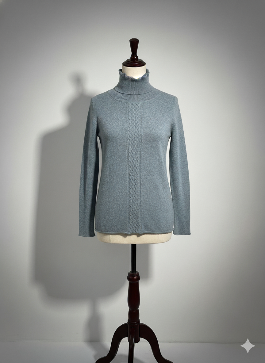 THE CABLE-PANEL CASHMERE TURTLENECK