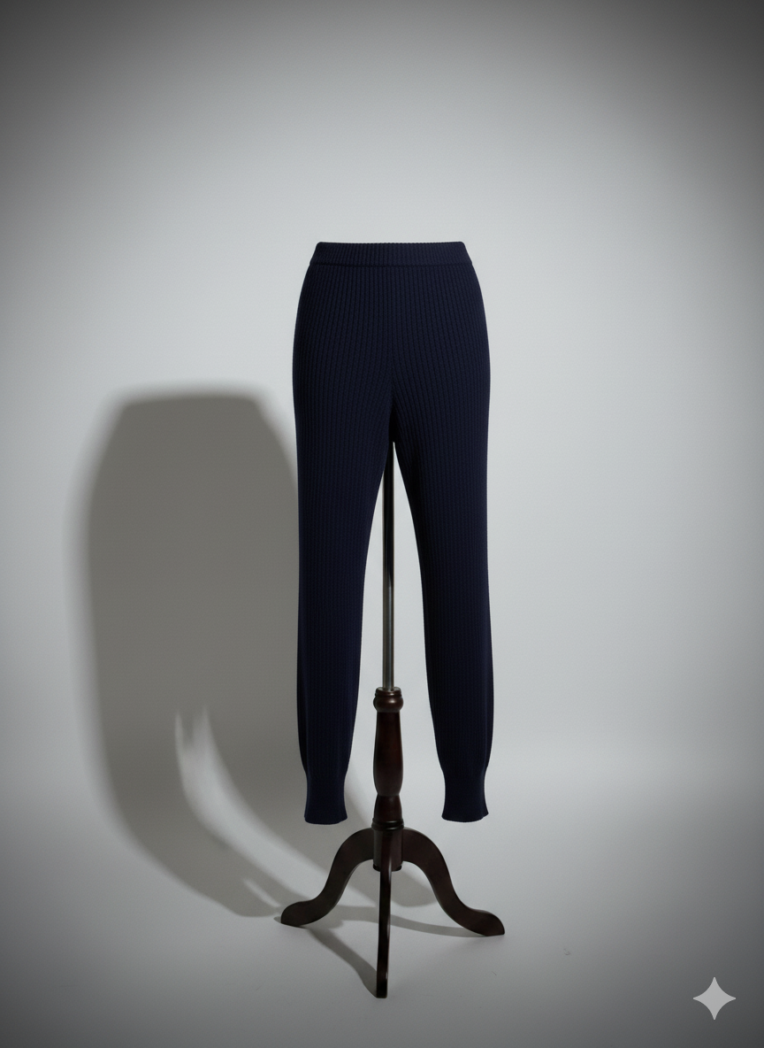 THE RIBBED CASHMERE LEGGING IN NAVY