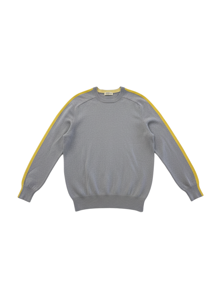 THE STRIPE-SLEEVE CASHMERE SWEATER