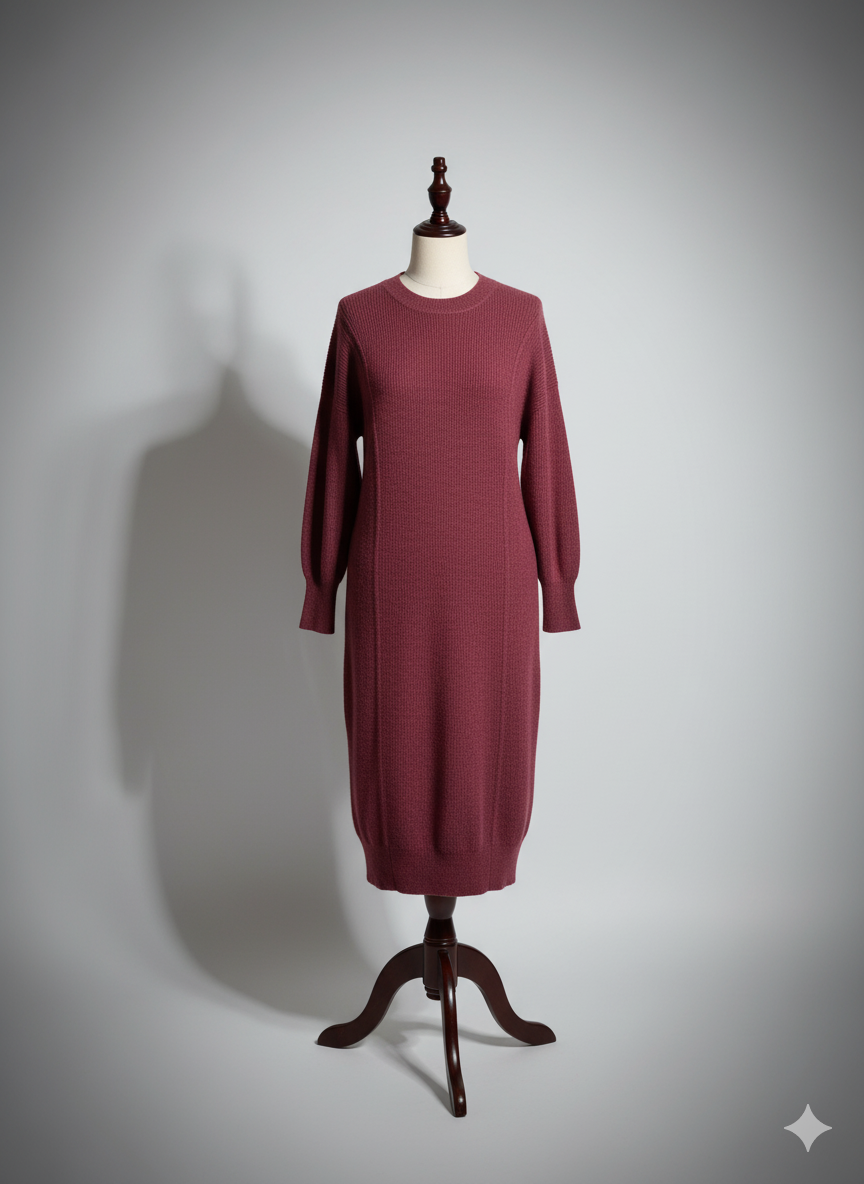 THE BALLOON-SLEEVE CASHMERE DRESS