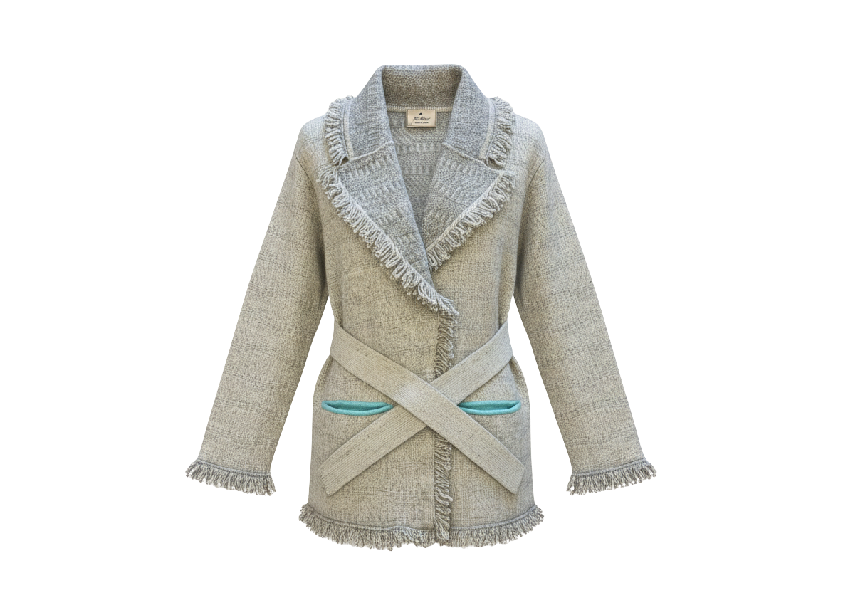 THE FRINGE DETAIL CASHMERE JACKET