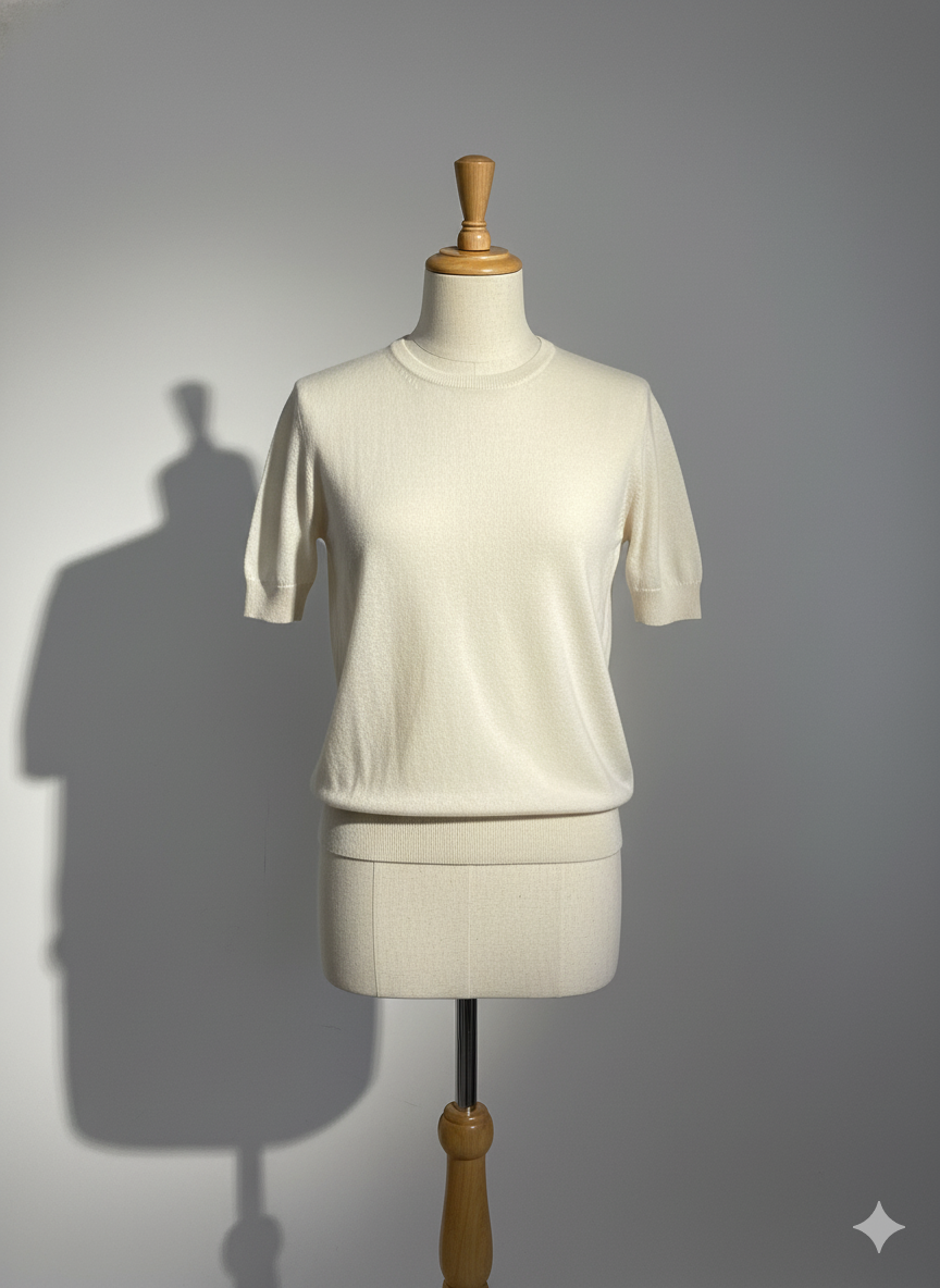 THE SILK CASHMERE KNIT TEE IN CREAM