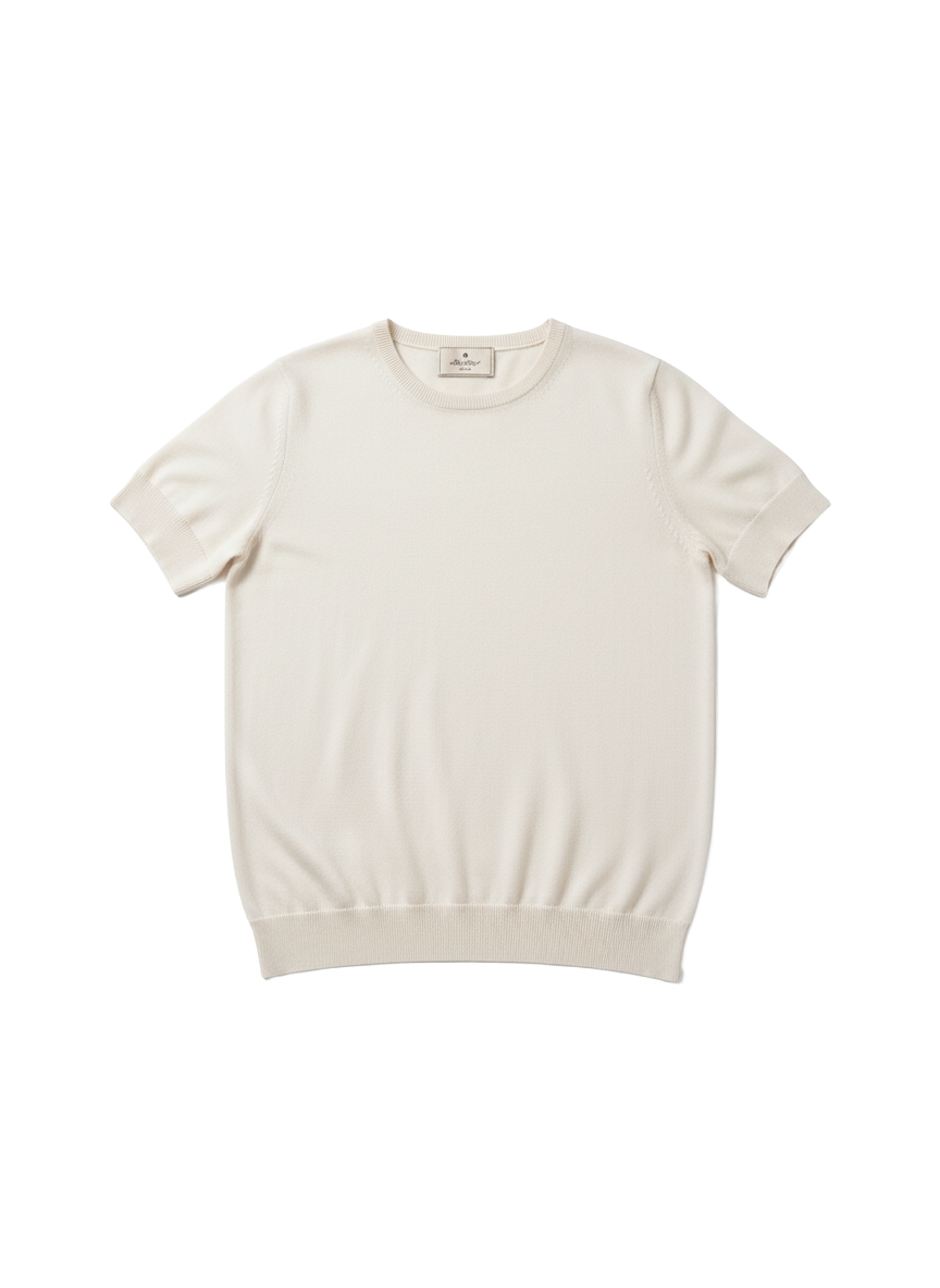 THE SILK CASHMERE KNIT TEE IN CREAM