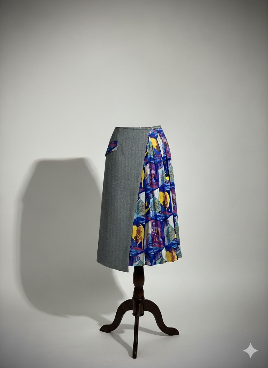 THE PRINT-PANEL CASHMERE SKIRT