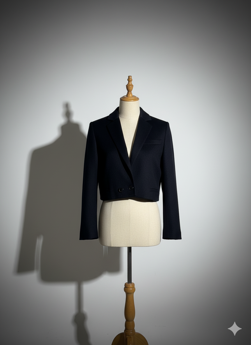 THE CROPPED CASHMERE BLAZER IN BLACK