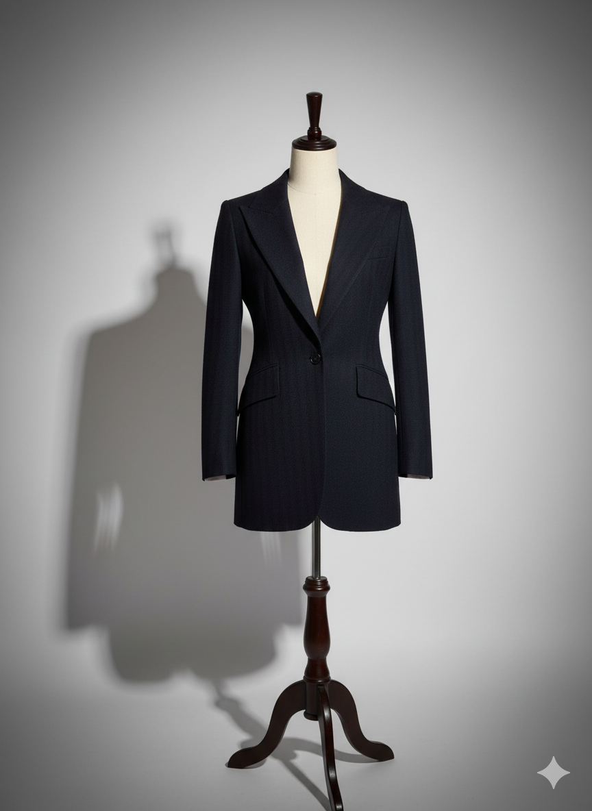 THE HERRINGBONE CASHMERE BLAZER IN BLACK
