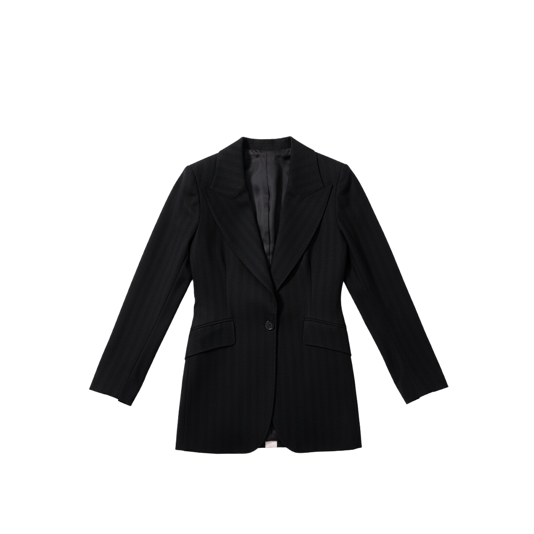THE HERRINGBONE CASHMERE BLAZER IN BLACK