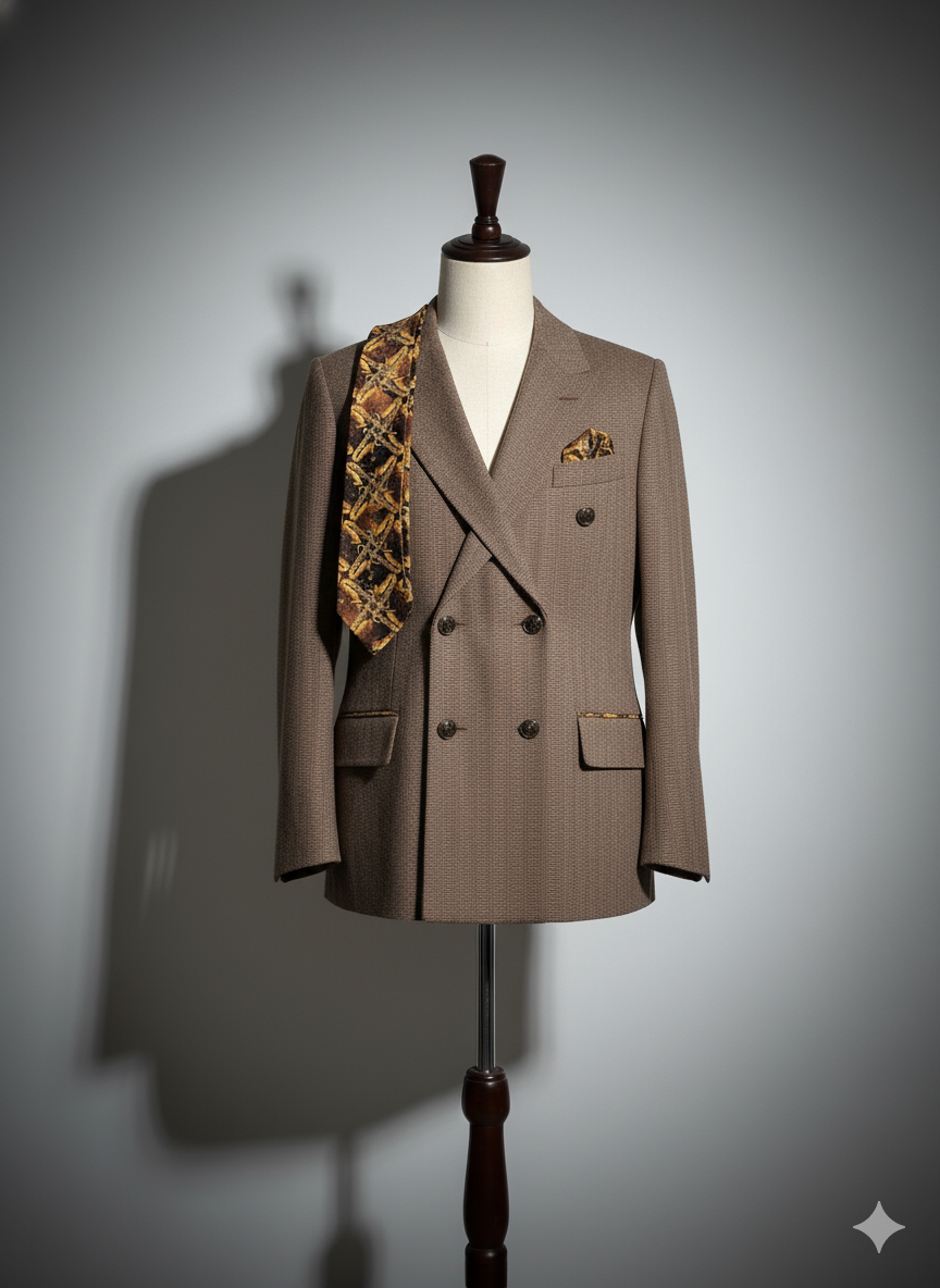 THE DOUBLE-BREASTED STRIPE BLAZER WITH TIE