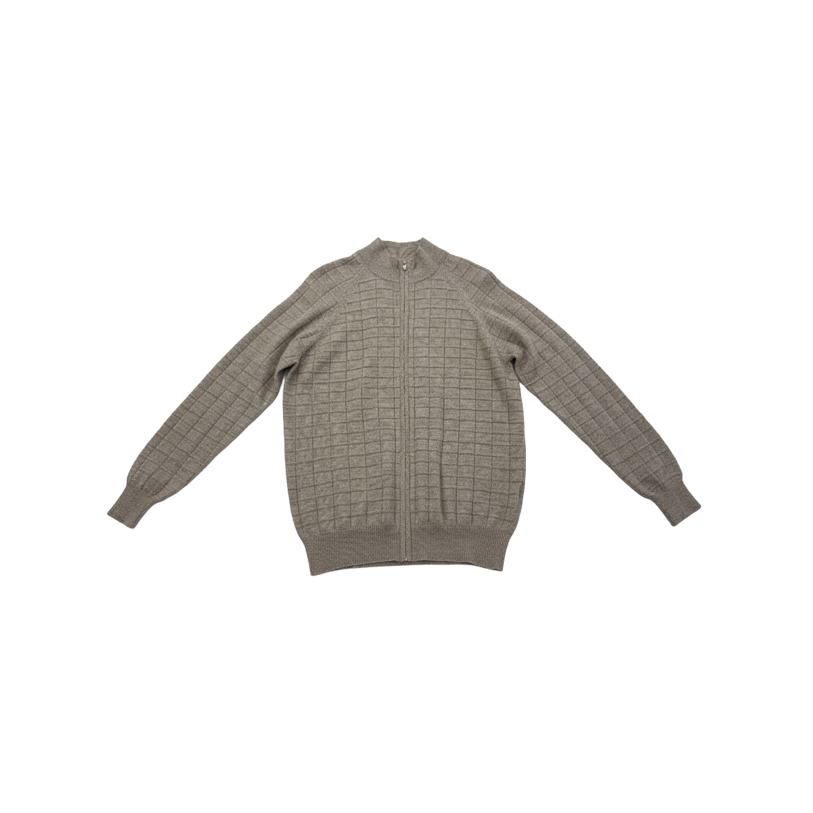 THE CHECK-PATTERN CASHMERE ZIP SWEATER