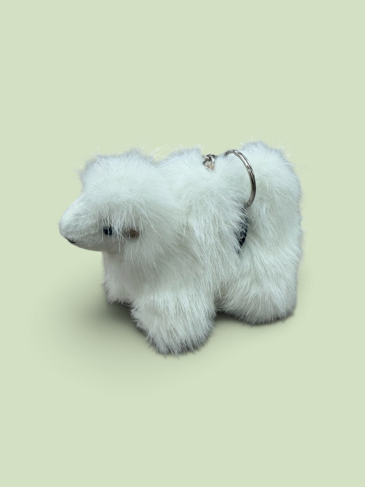 White natural wool camel-shaped keychain